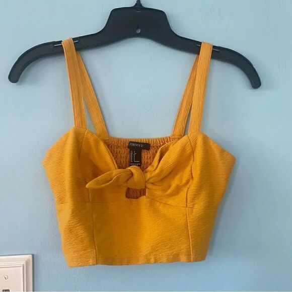 Forever 21 Yellow Tie Crop Top - Picture 6 of 8
